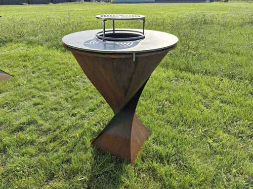 Barbecue twister round corten steel