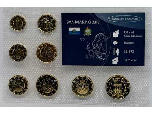 Ensemble de pièces Euro-Gold Collection 2012 de Saint-Marin – Plaqué or 24 carats - Limitation 1 000