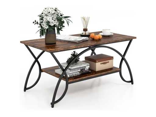 Table Basse de Style Industriel à 2 Niveaux