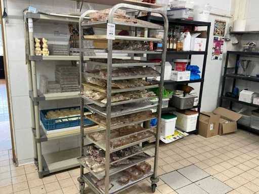 Shelf trolley with chocolate moulds