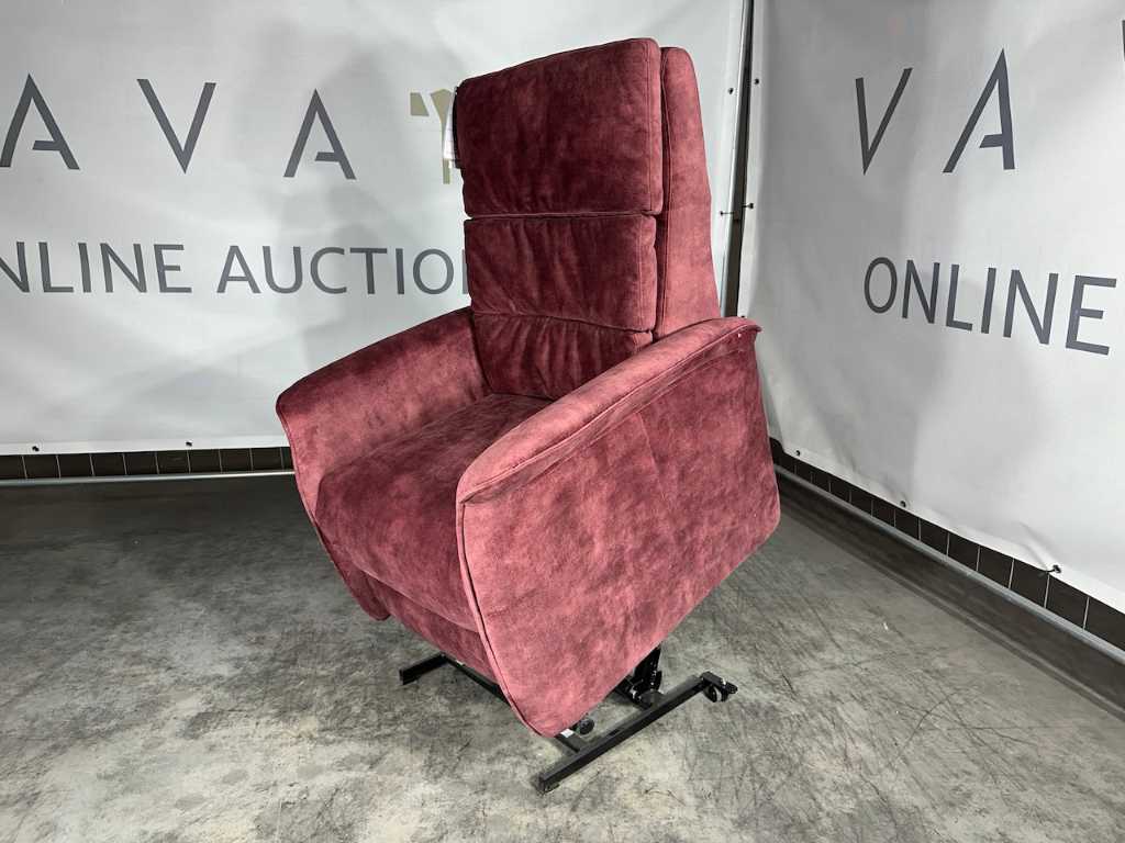 Hjort Knudsen - Stand-up chair, burgundy velvet fabric, size M, electrically adjustable