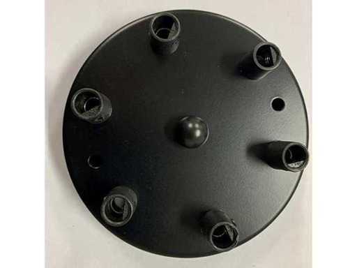 (875x) Plafondkap Zwart - 6 aansluitingen - 12 cm