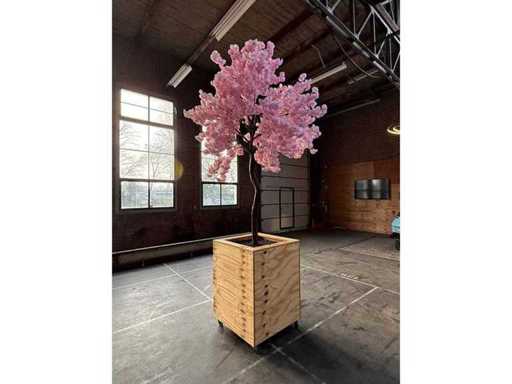 Kunstboom in verrijdbare bak 80x80x350cm