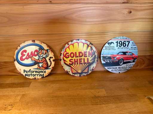 metaal wand bordjes (3x)