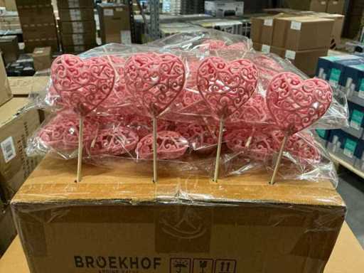 Lot Pick Heartroque 6cm+12cm stick pink (2020x)