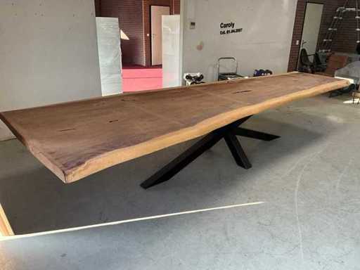 Redwood tree trunk table