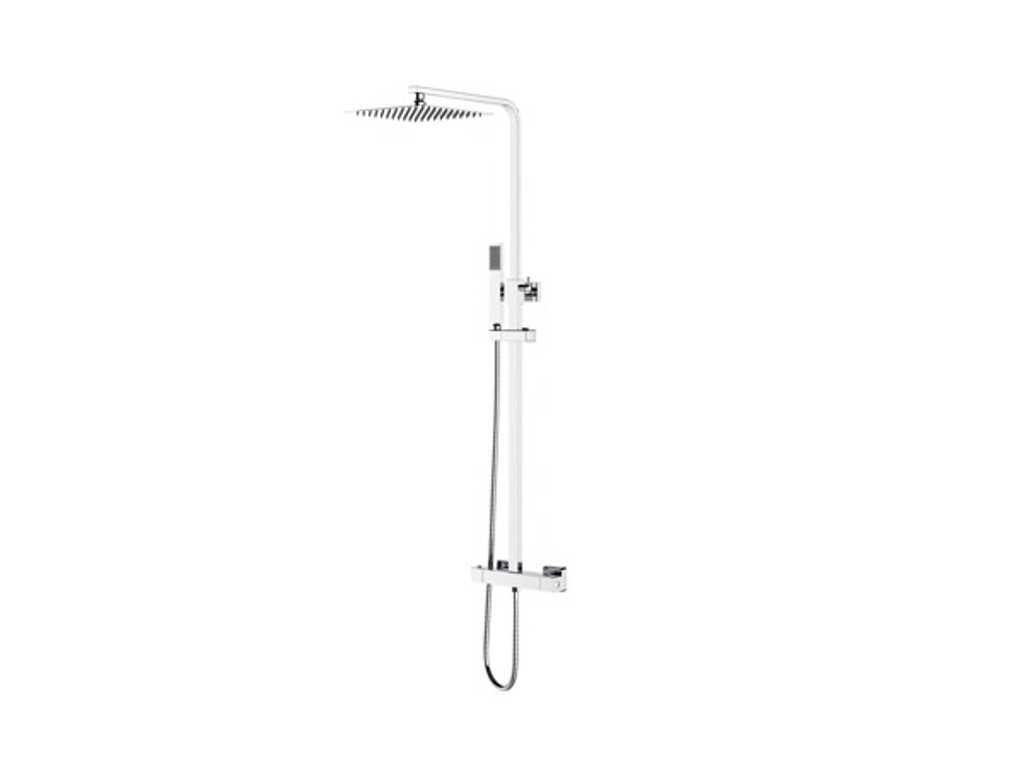 Klea - Round - Surface Mounted Rain Shower Set With Thermostatic Tap And Hand Shower Chrome Square