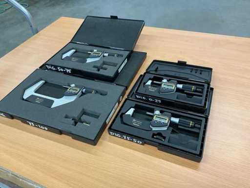 Mitutoyo Digital Micrometer (4x) set 0-100 mm IP65