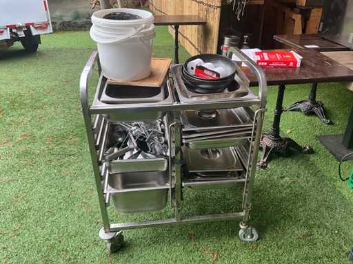 Stainless steel transport trolley for standard bins