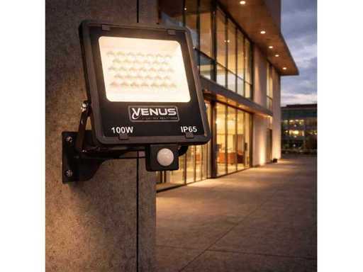 LED Schijnwerper 100W met bewegingssensor – 4000K neutraal wit – IP65 (x6)