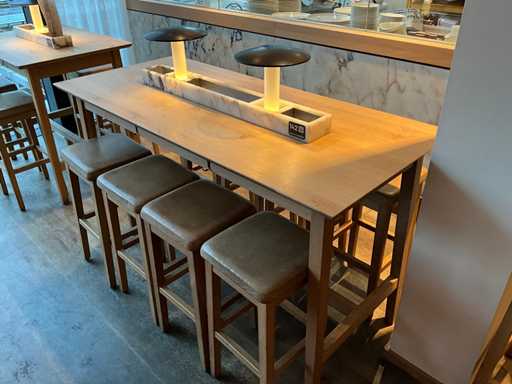 Hutten - Bartafel met marmeren opbouw en verlichting