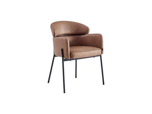 Colenis - Sedia da pranzo Gabriel - Set di 6 - Cognac - Microfibra - Microfibra - Design - Con bracciolo