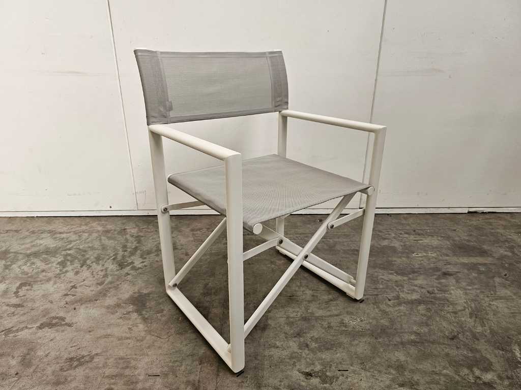 2 x Jati-Kebon Alu Garden Chair Director - White Matt - Light Grey