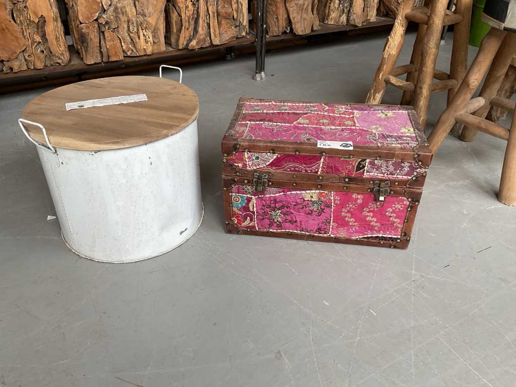 Mangowood side table and storage box