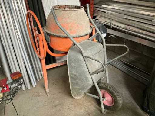 Concrete mixer with wheelbarrow