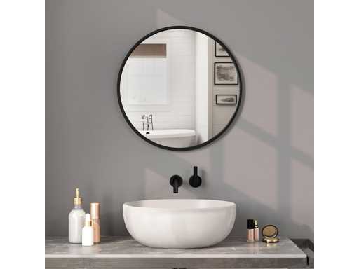 Round and modern wall mirror with a diameter of 60 cm - Black