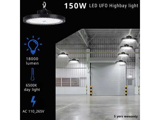 10 x LED Highbay UFO PRO 150W – Instelbaar 60% / 80% / 100% – 6500K – WEB-150
