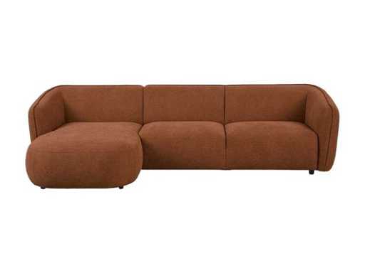 fonQ - Miękka sofa w rogu z leżanką po lewej stronie - Micro Chenille - Terra - Zestaw sofy