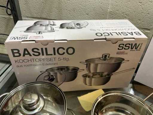 SSW 5-piece cooking pot set + 24-piece cutlery