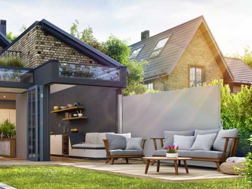 Paravent extensible en aluminium 160 x 300 cm gris