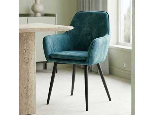 Set of 4 Dining Chair Tub with Armrest Petrol