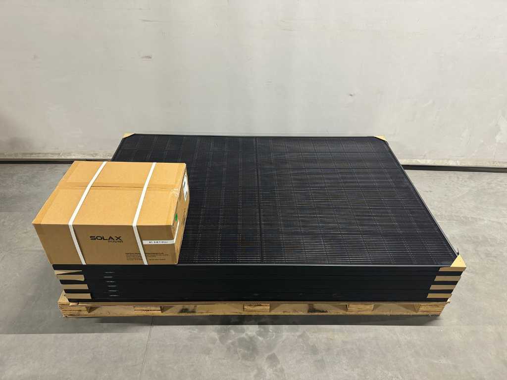 Set aus 8 komplett schwarzen Solarmodulen (420 Wp) mit Solax 3.0 Wechselrichter (1-phasig)