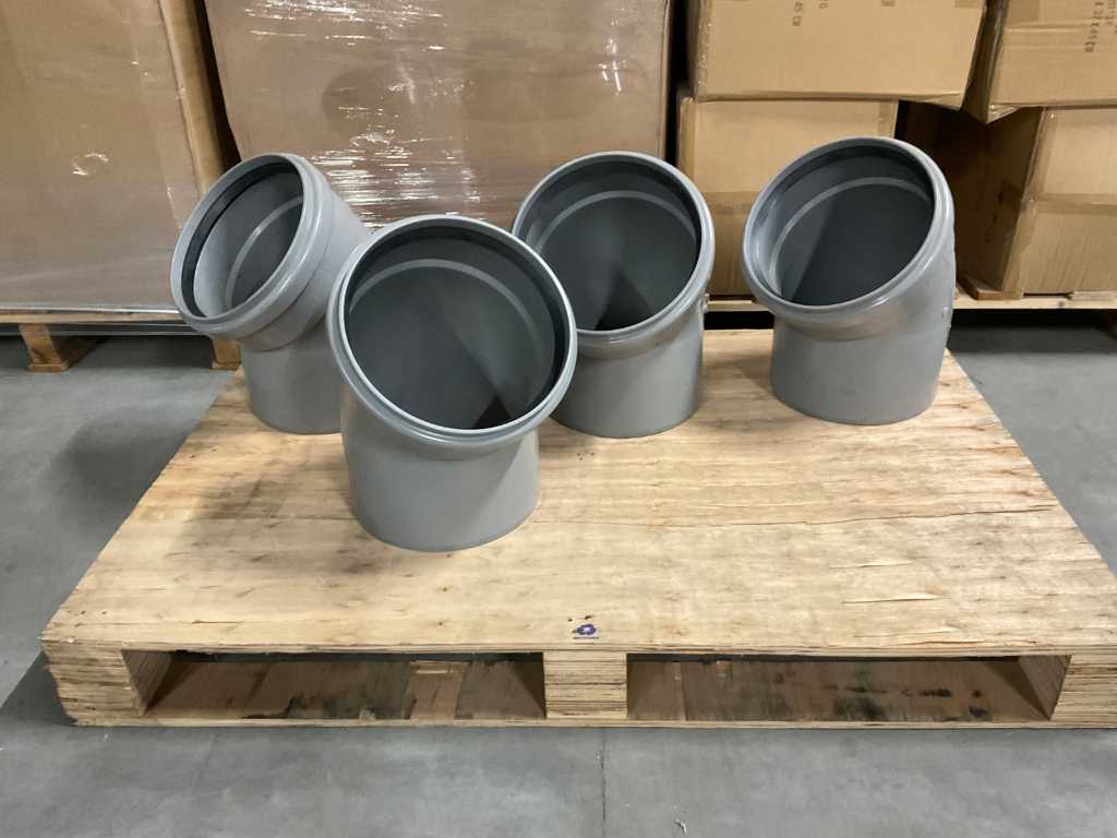 lot of 4 pieces PVC 250 mm bends 45 degrees