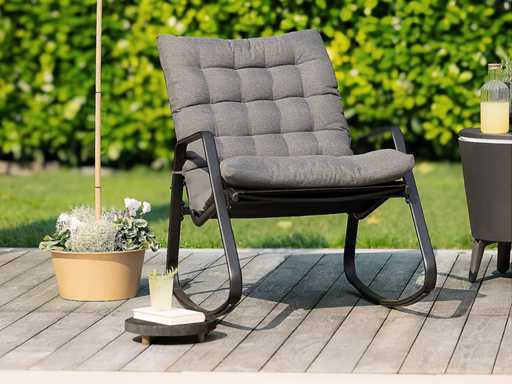GREEN LOUNGE schommelstoel met kussen - zwart