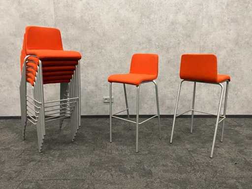 8x Steelcase - bar stool ZH78 - orange, gray