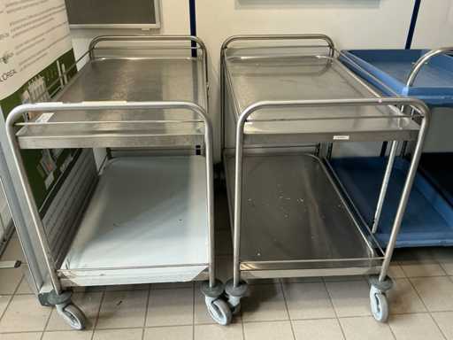 Lot de 2 chariots en inox