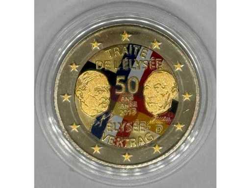 2 Euro "Élysée Treaty 50 Years" Colorized Commemorative Coin – Germany (BRD) – 2013 – Bimetal