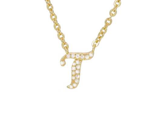 18-karätige Goldhalsband (Verneuil) mit Buchstabenanhänger T