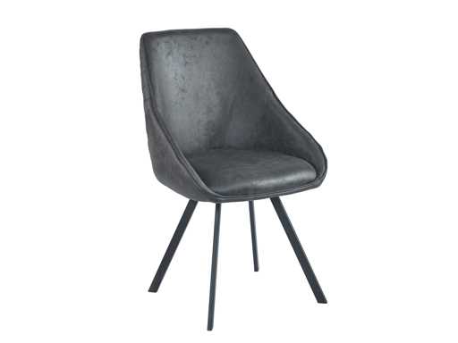 Colenis - Twisty Dining Chair - Set of 4 - Anthracite - Microfiber - Black Legs