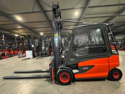 2018 Service + UVV 01/2027 Linde E50-HL 5,000kg EVO 3rd + 4th valve fork adjuster electric forklift 11,264 hours