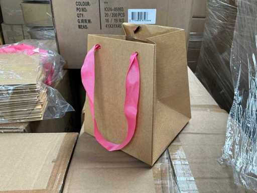 Partij Bags Kraft Carton 12/12x15/15xH18cm pink handle (2500x)