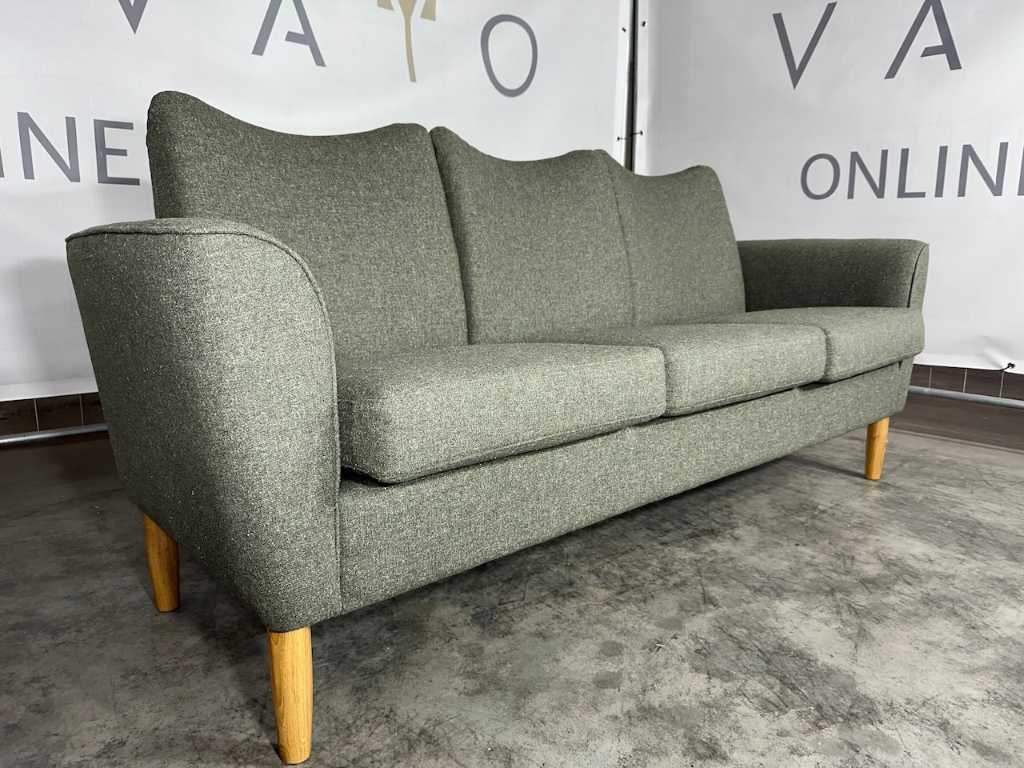Hjort Knudsen - 3-seater sofa, green fabric, wooden legs