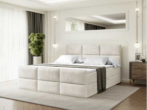 Box spring bed 180x200 - matras - matrastopper - borst - beige fluweel