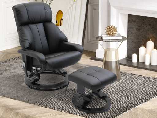 Fauteuil de Massage avec Repose-Pieds, 10 Points de Vibration