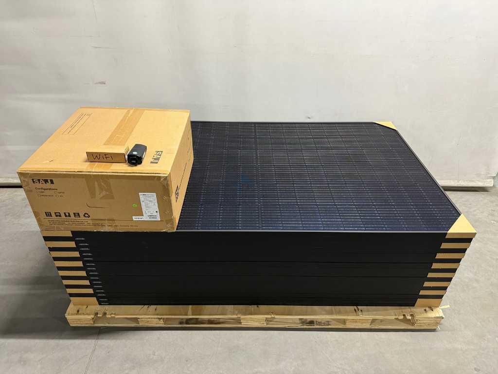 Exiom - zestaw 16 paneli fotowoltaicznych full black (375 wp) oraz 1 falownika SAJ 5kW (3-fazowego)
