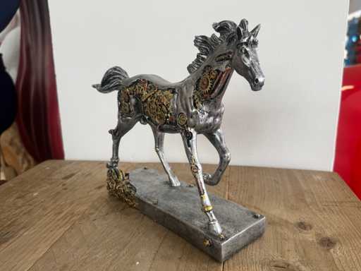 Paard Steampunk H22cm Silver