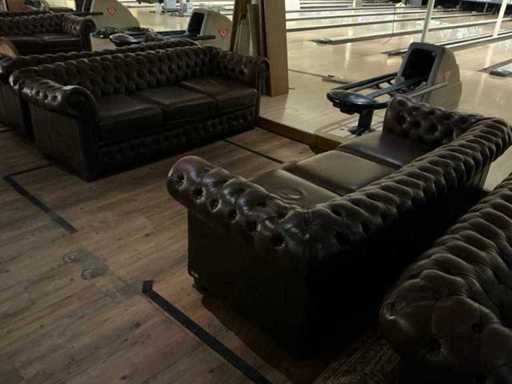 Delta Chesterfield 3-seater Leather Sofa (2x)
