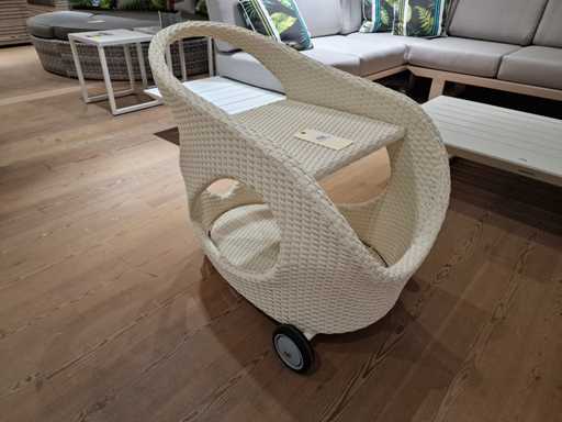 Lounge de luxe Wicker Trolley Alabama Blanc 91 x 55 x H67cm - Alu