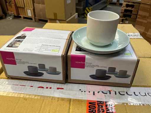 Imperfectdesign keramiek espresso kop & schotel set wit/zacht blauw (216x)