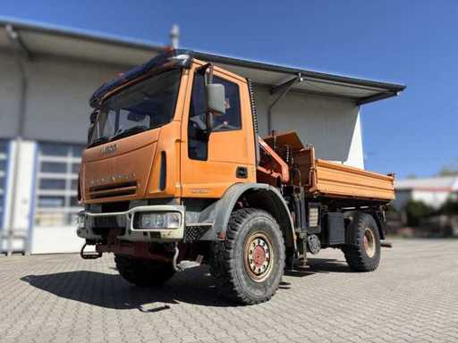 2005 IVECO Eurocargo 4x4 drieweg-tipper met Atlas 65.2 kraan, 240 pk, 434.000 km