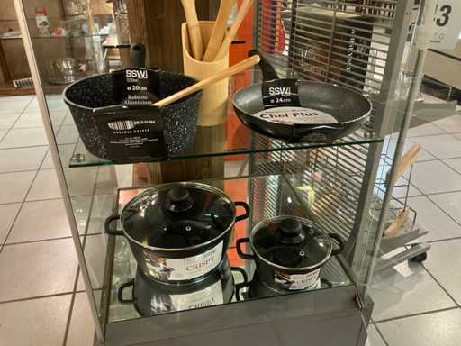 Ssw Potten en pannen (4x) met spatelset in houder