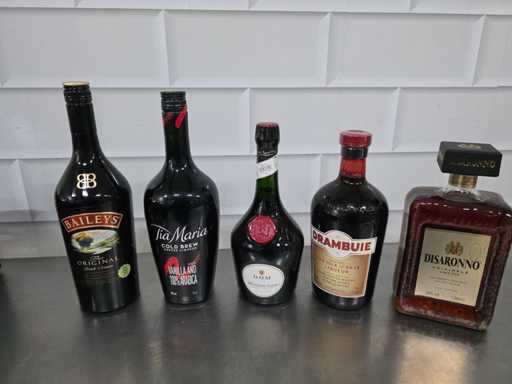 Disaronno, Baileys, Tia Maria, etc. Sticlă de băuturi spirtoase (5x)