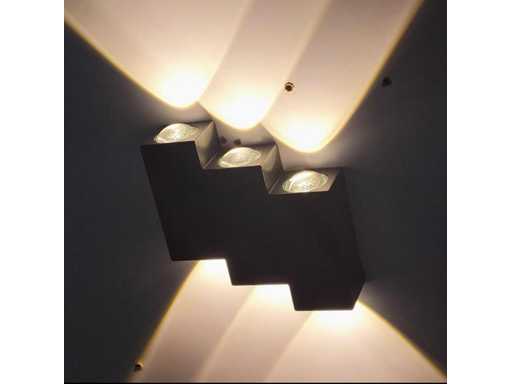 Bidirectionele LED Wandlamp – 6W – 3500K – IP54 – Zwart – SW-45-3 (x10)