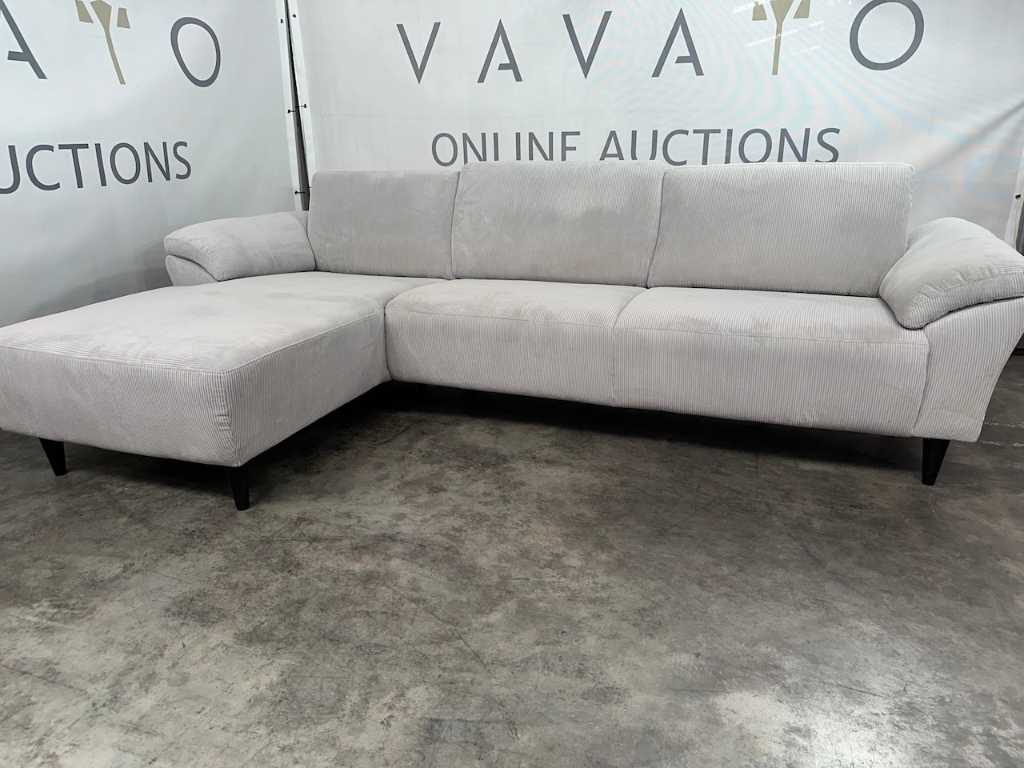 Hjort Knudsen - Corner sofa with lounge, grey corduroy, black legs