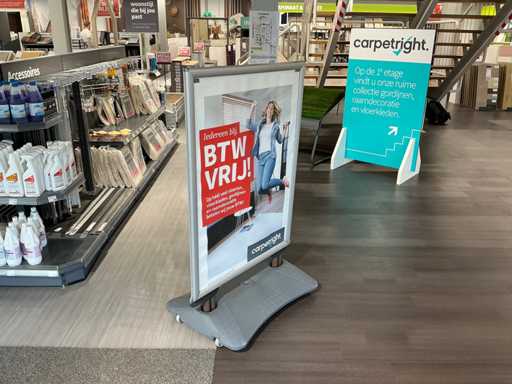 Sidewalk sign with 1 flag
