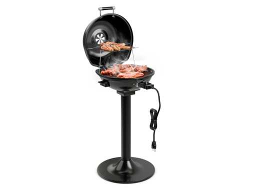 1600w Stainless Steel Freestanding Electric Grill with Lid and Adjustable Thermostat